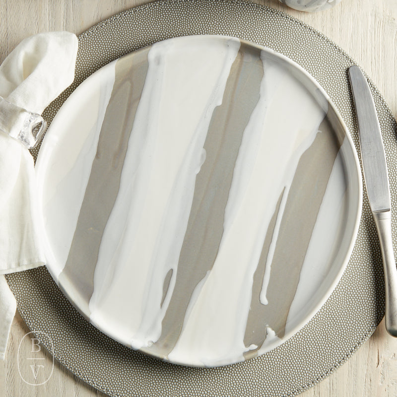 Alex Marshall Studios URBAN ROUND DINNER PLATE Grey_White Stripe