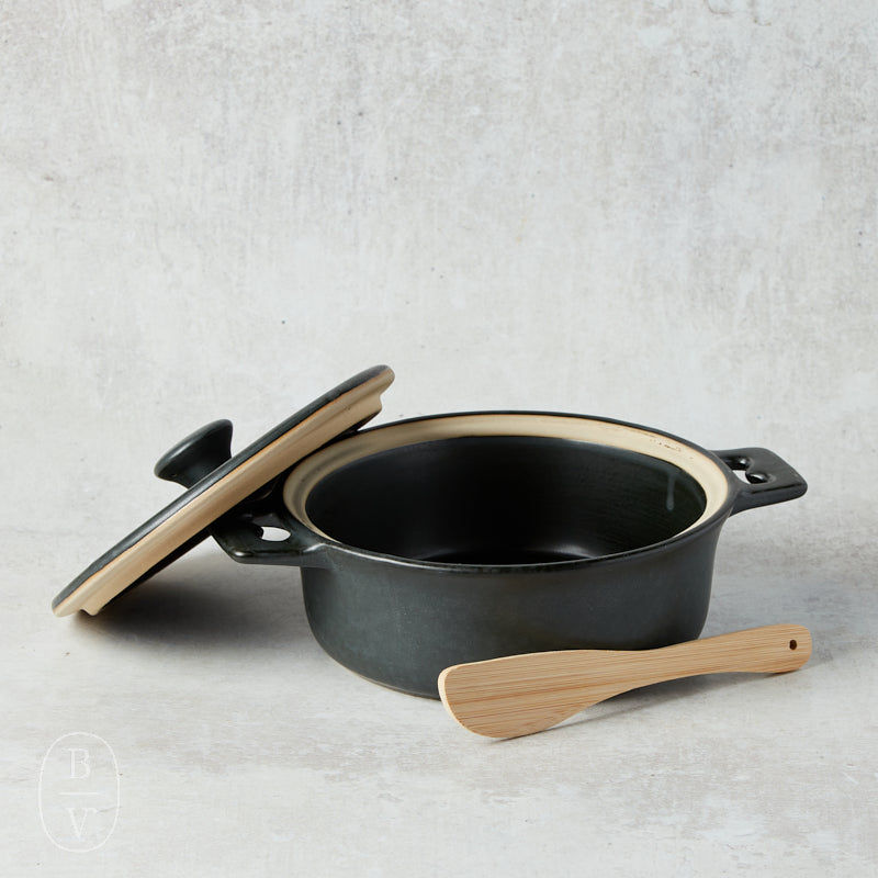 Creative Co-op STONEWARE BRIE BAKER WITH WOOD SPREADER