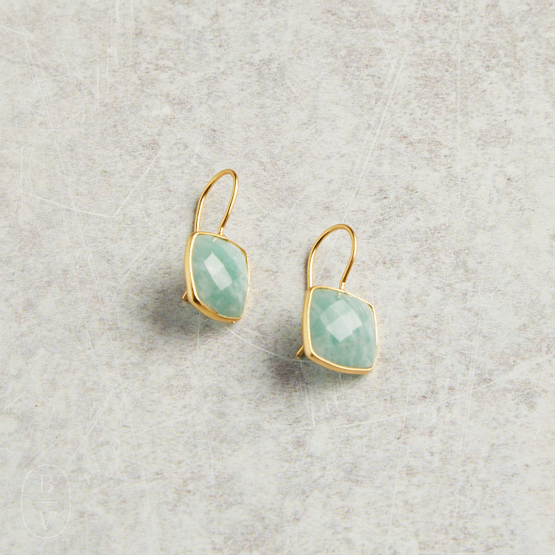 Elyssa Bass Designs CUSHION CUT EARRINGS Amazonite