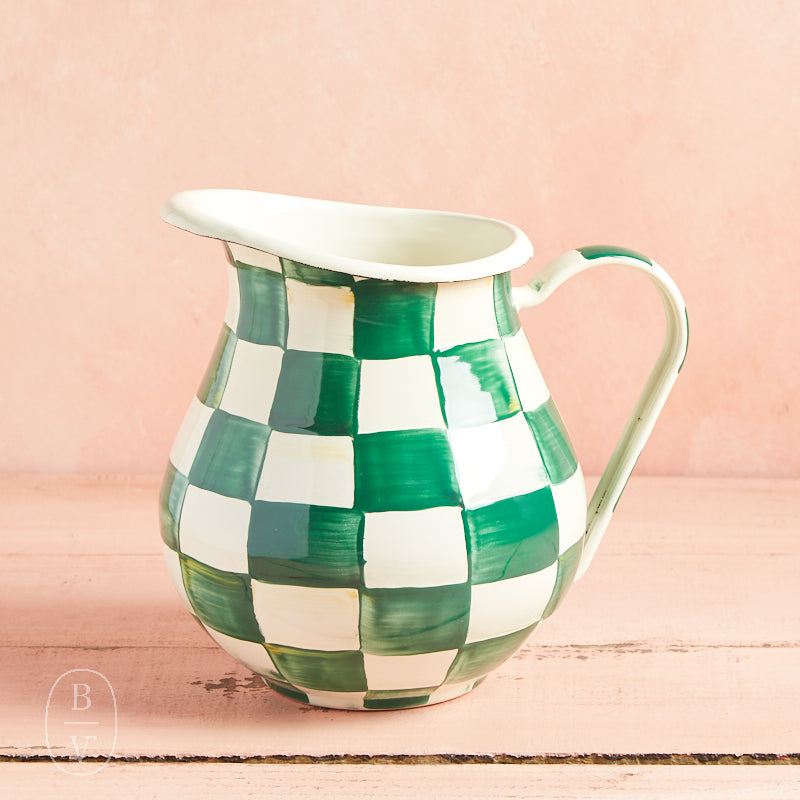 MacKenzie-Childs PITCHER Emerald Check