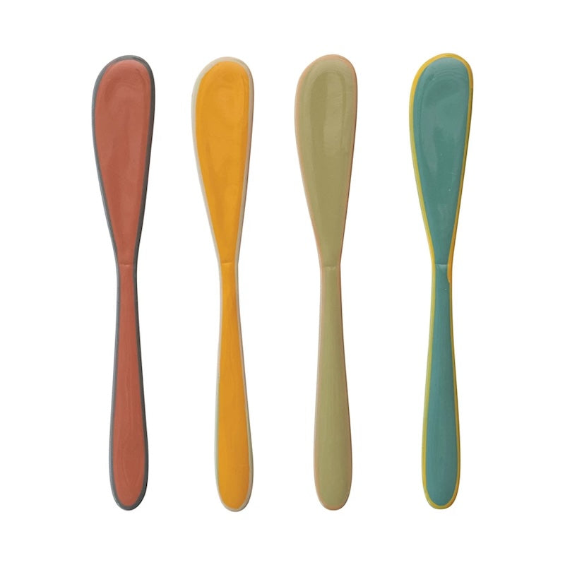 Creative Co-op ENAMELED STAINLESS STEEL CANAPE KNIVES SET OF 4