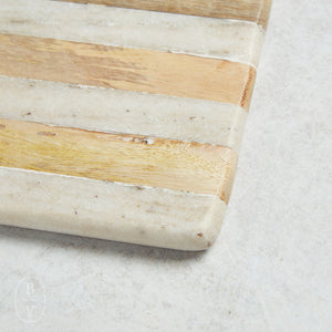Creative Co-op MARBLE AND MANGO STRIPED WOOD CHEESE CUTTING BOARD
