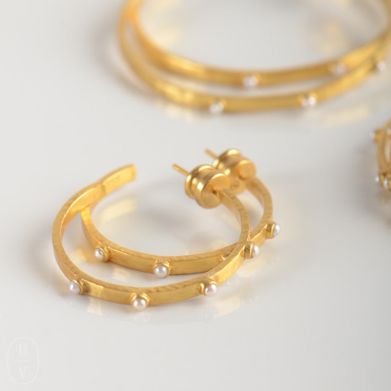 Julie Vos CRESCENT STONE HOOP EARRINGS