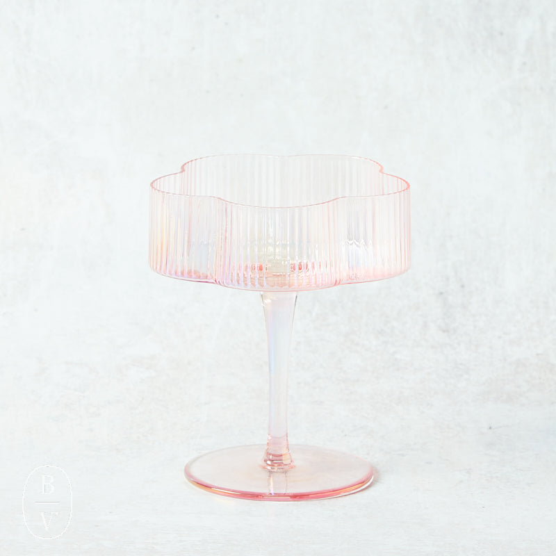 Creative Co-op FLOWER SHAPED STEMMED COUPE GLASS