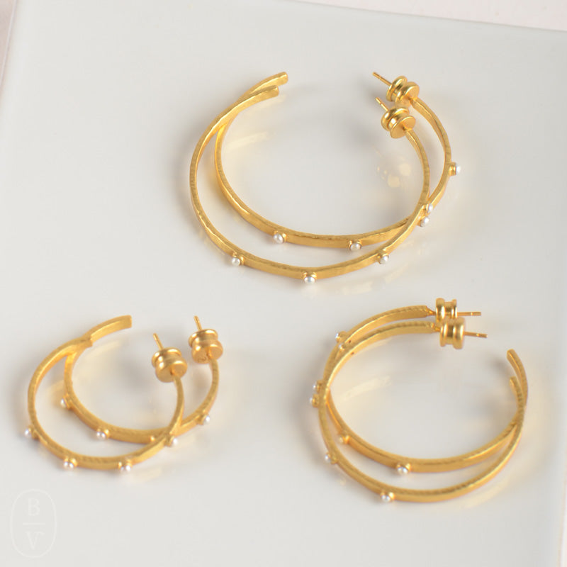 Julie Vos CRESCENT STONE HOOP EARRINGS