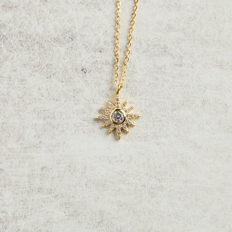 Elyssa Bass Designs PAVE CZ STARBURST NECKLACE Gold