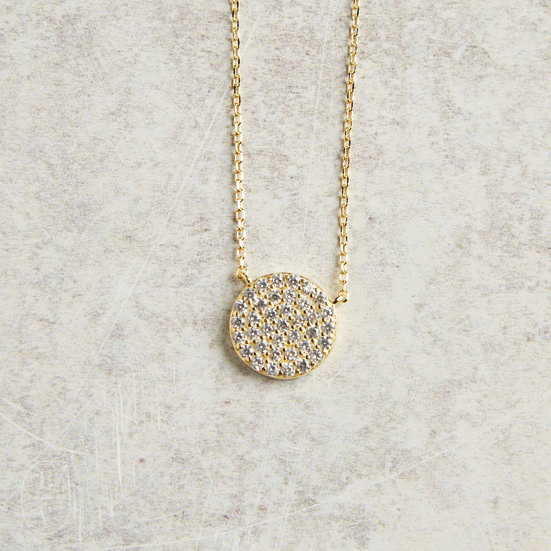 Elyssa Bass Designs PAVE CZ DISC NECKLACE Gold