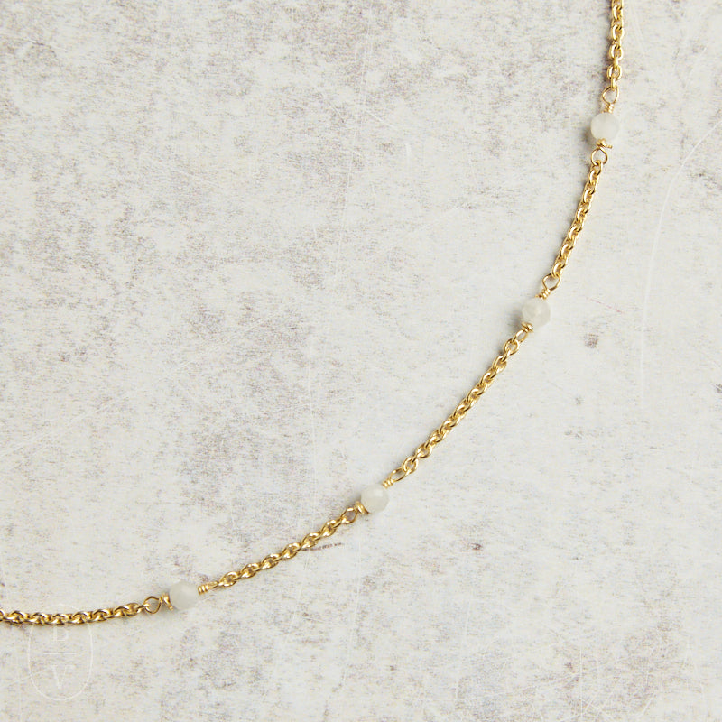 Elyssa Bass Designs SMALL BEADED NECKLACE Moonstone