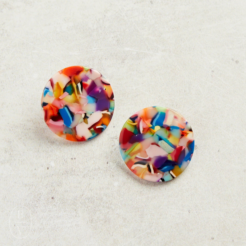 Virtue WAVY ACRYLIC DISC EARRINGS Confetti