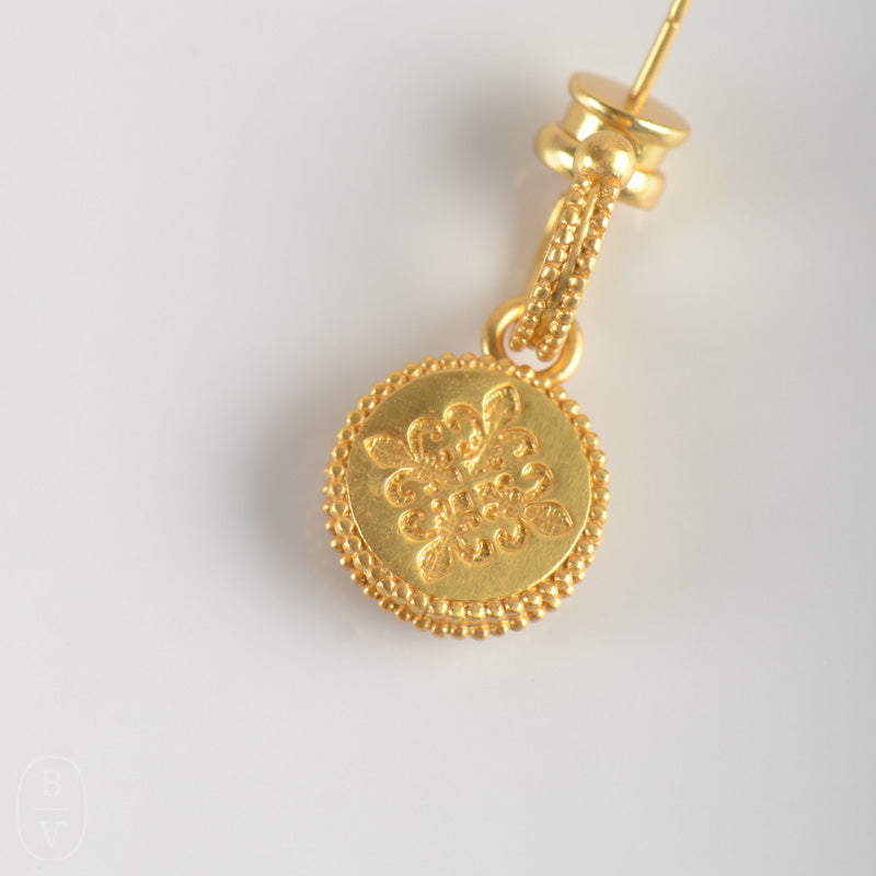 Julie Vos FLEUR DE LIS GOLD HOOP AND CHARM EARRINGS