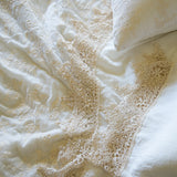 Bella Notte Linens LINEN FLAT SHEET WITH COTTON LACE TRIM