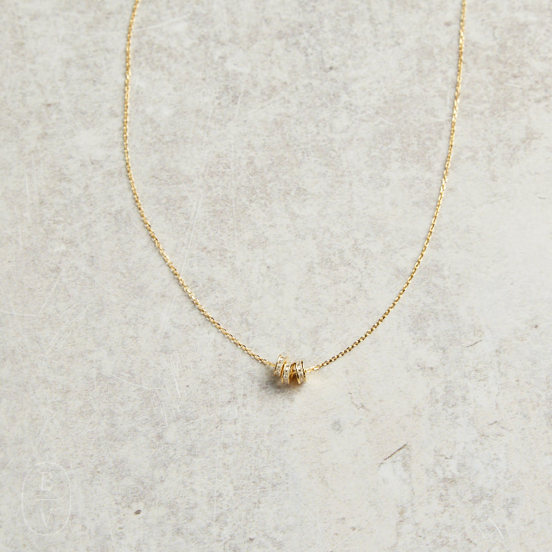 Elyssa Bass Designs THREE DISC PAVE CZ NECKLACE