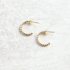 eNewton Design CLASSIC BEADED POST HOOP EARRINGS Gold 2mm 1
