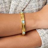 Julie Vos NASSAU STONE HINGE BANGLE BRACELET