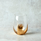 Elm Design HAND PAINTED GOLD LEAF STEMLESS WINE GLASS