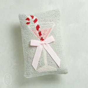 Peking Handicraft GINGHAM BOW MARTINI GLASS PILLOW