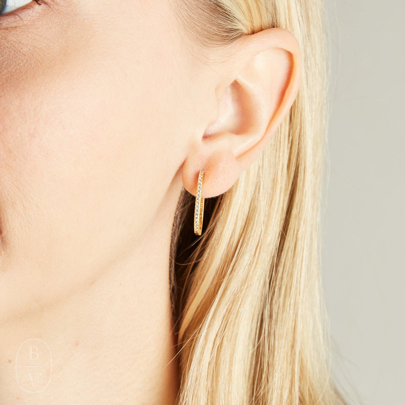 Elyssa Bass Designs U SHAPED PAVE CZ HOOP EARRINGS