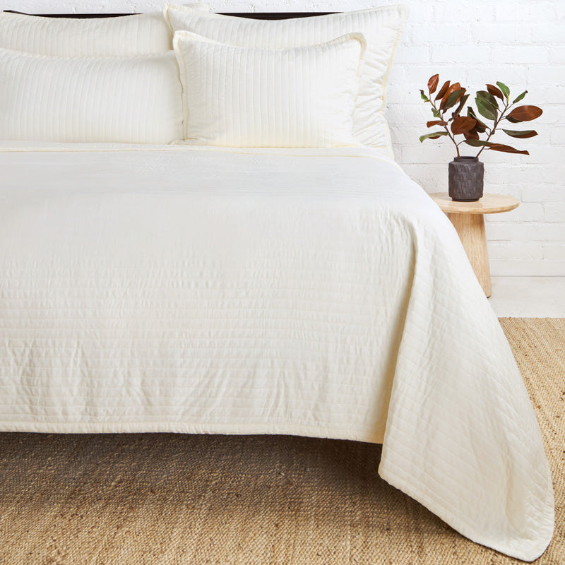 Pom Pom At Home CARLYLE COVERLET Ivory King