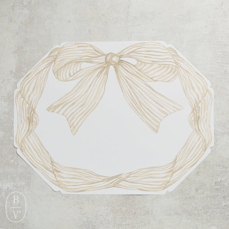 Rosanne Beck ECRU STRIPED BOW POSH PLACEMAT PACK