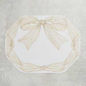 Rosanne Beck ECRU STRIPED BOW POSH PLACEMAT PACK