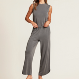 Barefoot Dreams MALIBU COLLECTION SAND WASHED JERSEY PIPED SET Dark Steel Blue