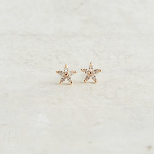 Virtue MINI RHINESTONE FLOWER STUD EARRINGS Gold