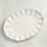 Etta B Pottery FLUTTERED OVAL PLATTER Eyelet White