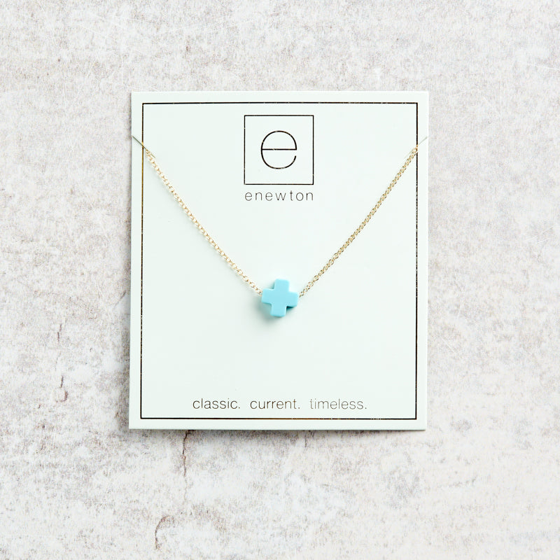 eNewton Design SIGNATURE CROSS NECKLACE Turquoise 16