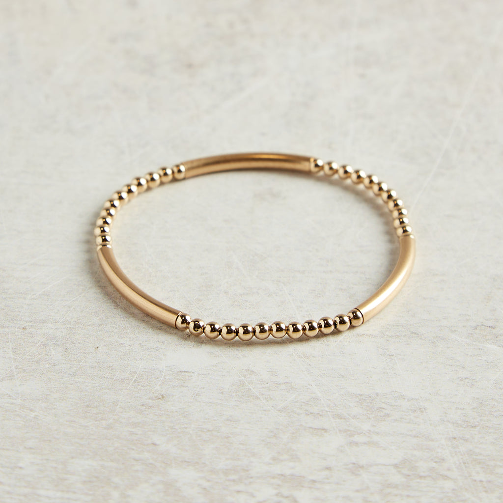 eNewton Design BLISS BAR PATTERN BEAD BRACELET Gold 3mm