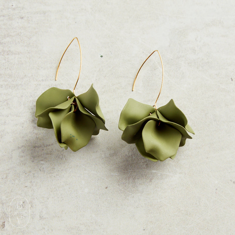 Virtue HYACINTH TIERED MARQUIS HOOK EARRINGS Army