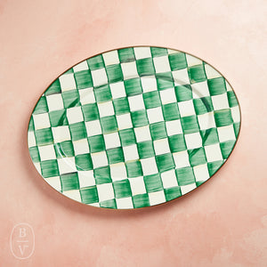 MacKenzie-Childs ENAMEL OVAL PLATTER Emerald Check