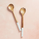 MacKenzie-Childs WOOD SALAD SERVERS Sterling Check