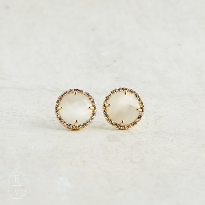 Virtue GEMSTONE STUD EARRINGS White
