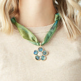 Virtue ABALONE ORNATE FLOWER SCARF NECKLACE Moutainscape