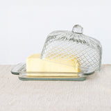 Creative Co-op CUT RECYCLED GLASS BUTTER DISH