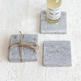 Creative Co-op NATURAL TRAVERTINE COASTERS SET OF 4