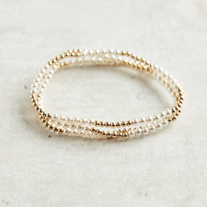 eNewton Design CLASSIC BLISSFUL PATTERN BEAD BRACELET 2.5mm 3mm Pearl