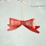 Creative Co-op METAL MERRY AND BRIGHT BOW ORNAMENT