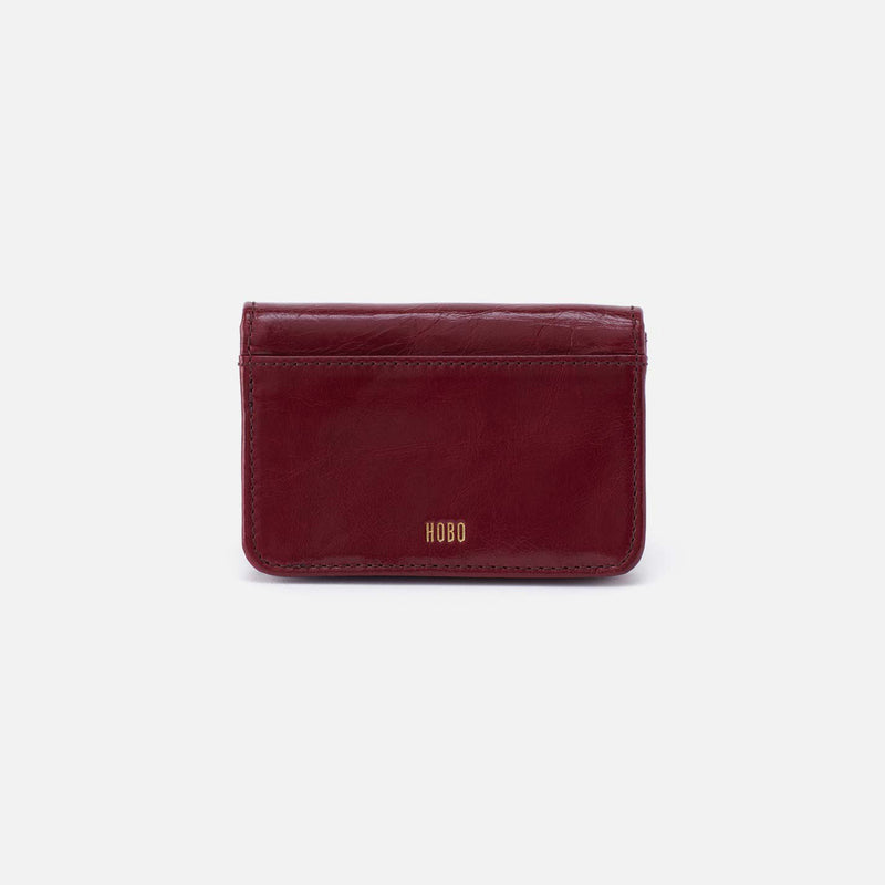 Hobo JILL FLAP CARD CASE Polished Leather Saddleberry