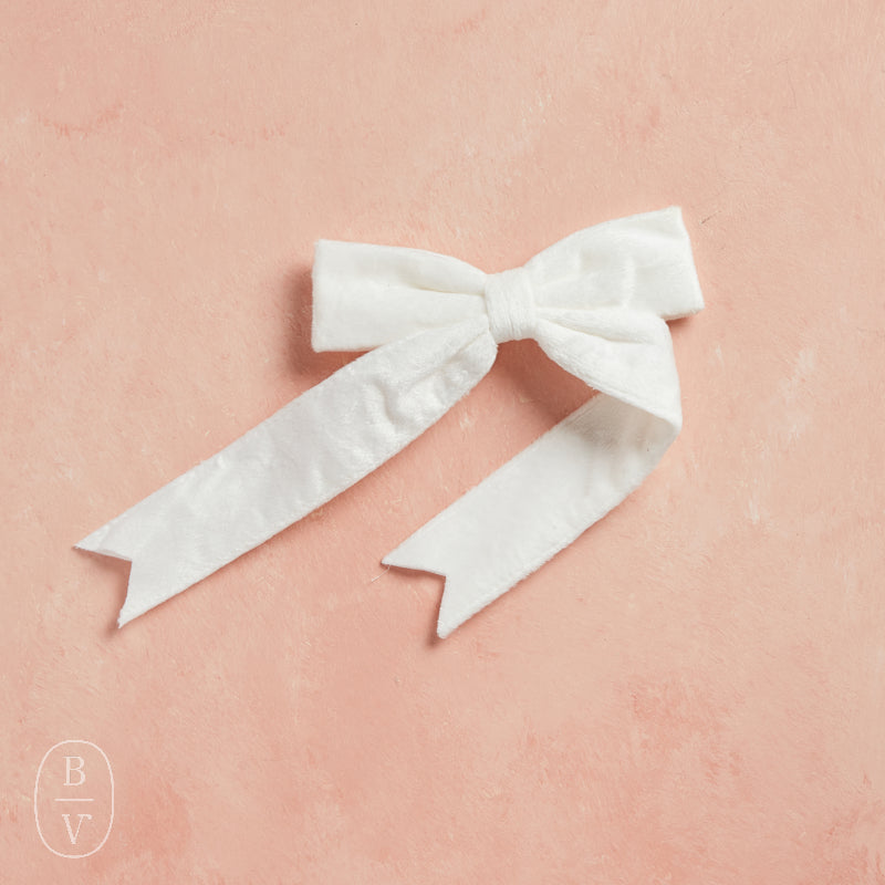Creative Co-op VELVET CLIP ON BOW White