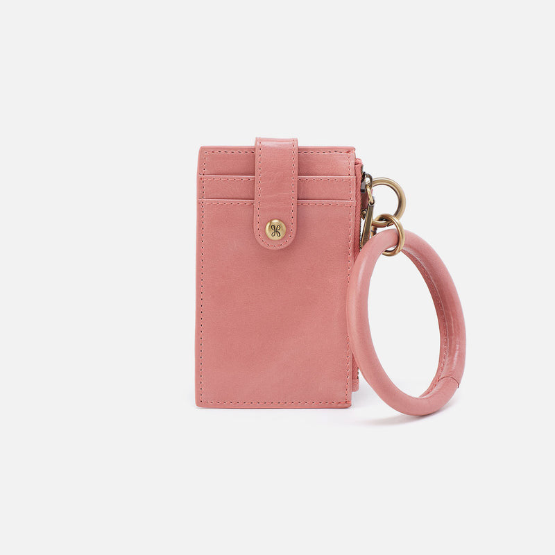 Hobo RING CREDIT CARD WRISTLET SS25 Rose Polished Leather
