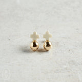 eNewton Design SIGNATURE CROSS GOLD STUD Off White