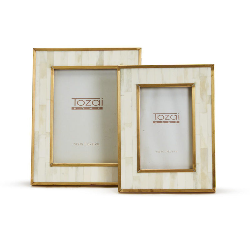 Two's Company SAINT HONORE BONE AND BRASS FRAME 5x7