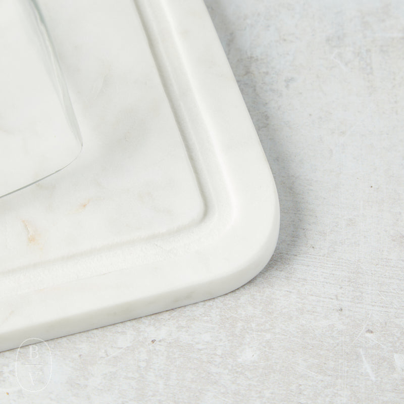 Creative Co-op GLASS CLOCHE WITH MARBLE BASE