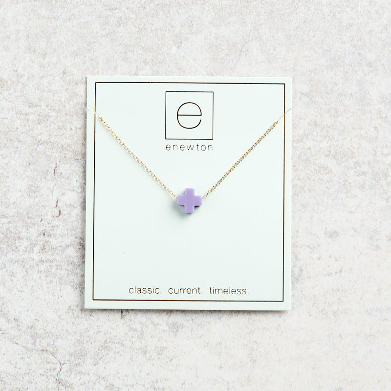 eNewton Design SIGNATURE CROSS NECKLACE Purple 16