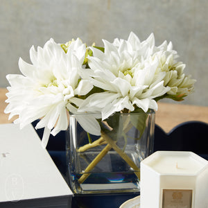 K and K Interiors REAL TOUCH 4 BLOOM DAHLIA GLASS VASE