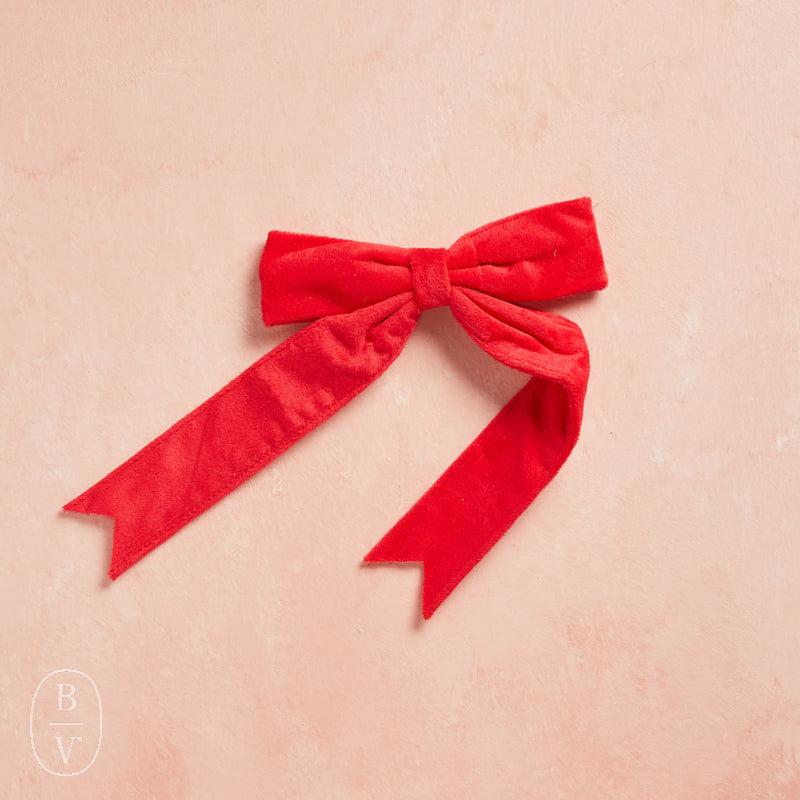 Creative Co-op VELVET CLIP ON BOW Red