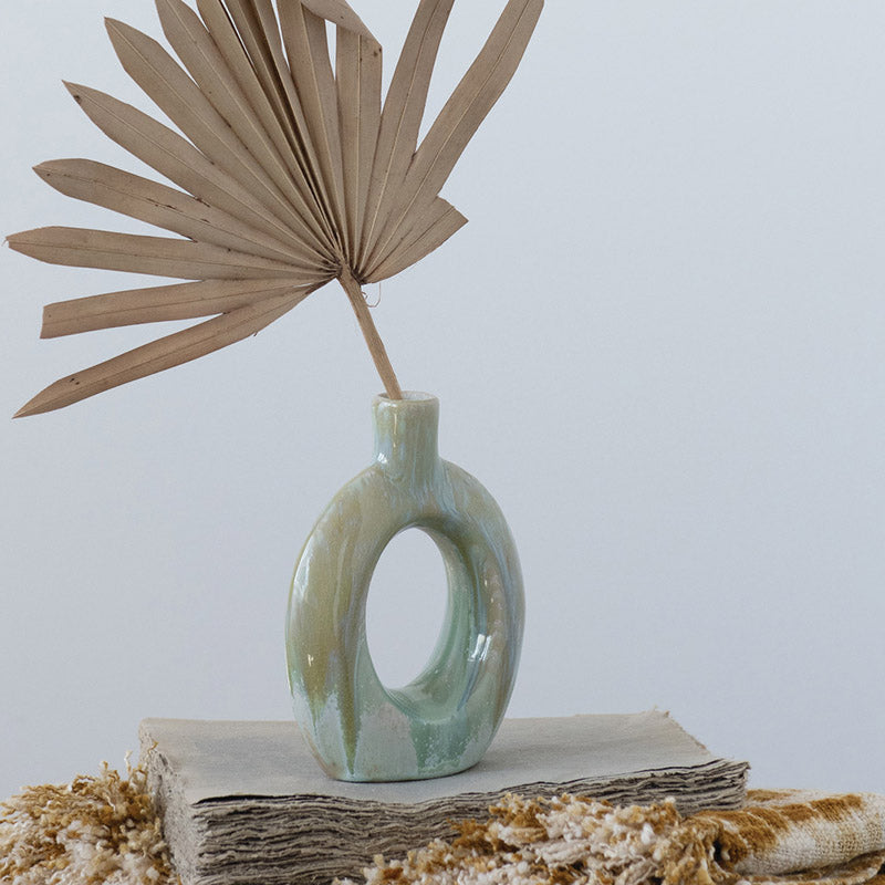 Creative Co-op STONEWARE CUTOUT VASE