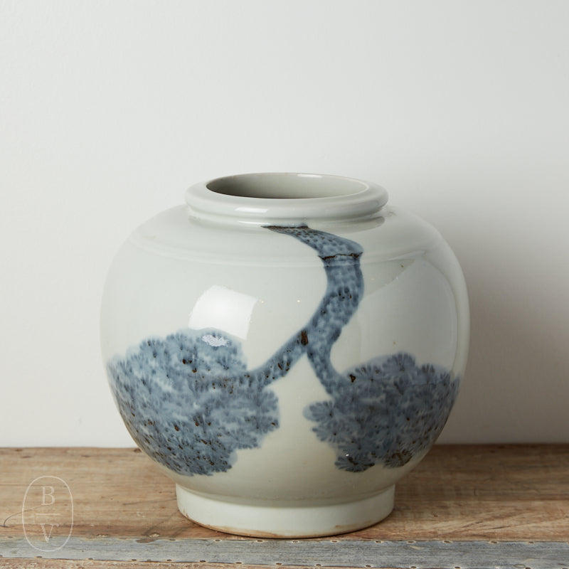 Blue Ocean Traders HAND PAINTED STORAGE JAR WITH BRANCH