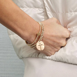 eNewton Design INSPIRE GOLD CHARM BEAD BRACELET Gold 4mm